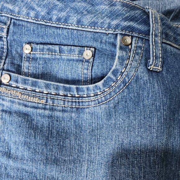 Faded Glory Capris Women's Size 12 Denim Jean Pants Cuffed Stretch Denim - Picture 7 of 9
